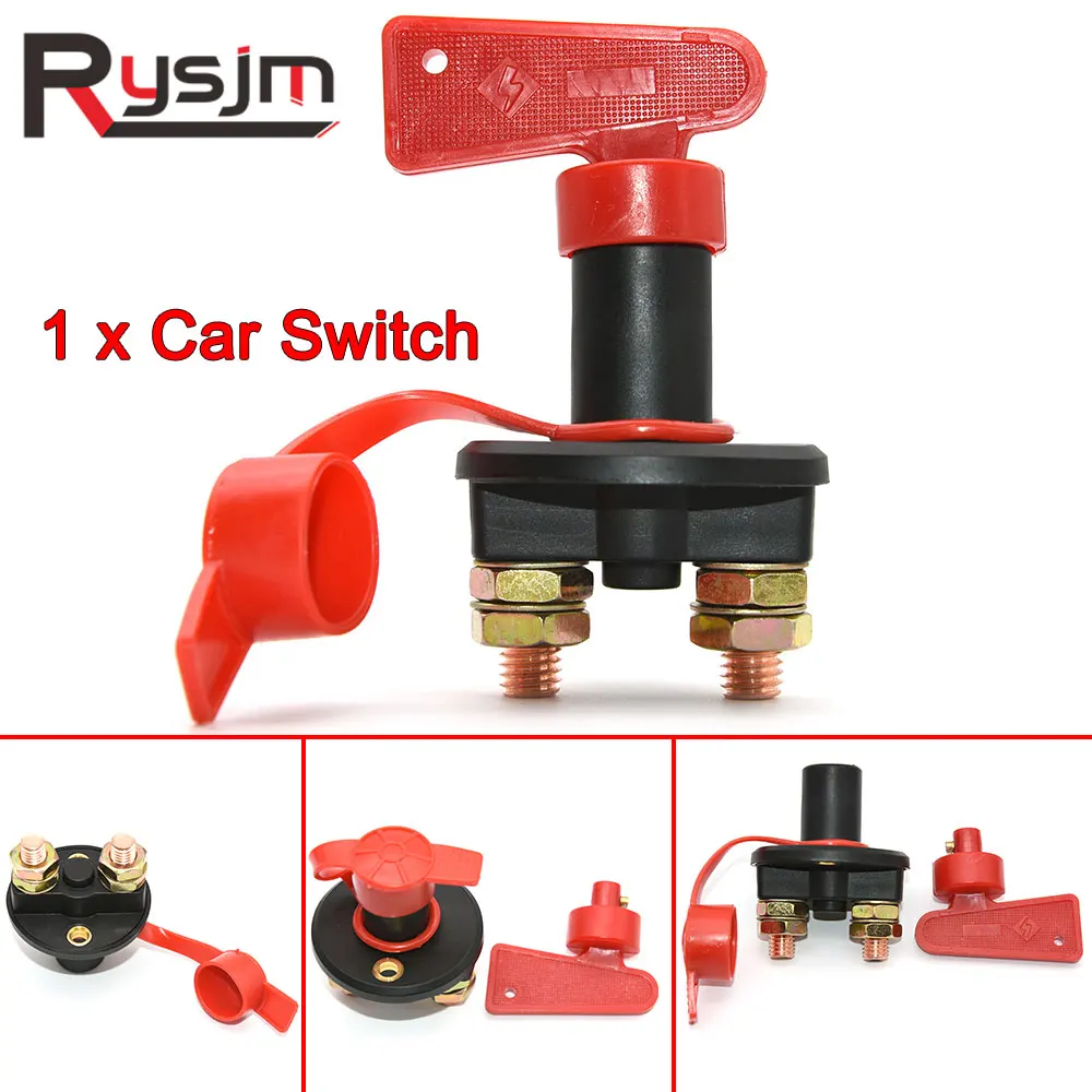 Battery Disconnect Switch AD Car Power Switch 12V Main Cut Off Kill Switch Vehicle Modified Isolator Disconnector Red Key Cut Off For Truck Boat