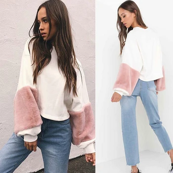 

2017 New Womens Hoodies Casual Autumn Winter Sweatshirts Woman Long Lantern Sleeve Pullover Velvet Sweatshirts Outfits Clothes