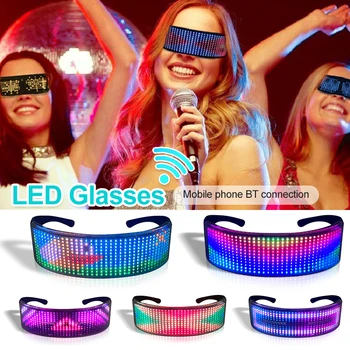 

Party Bluetooth LED Glasses Disco Wine Bar APP Magic Dynamic Flashing Light Glass With USB Charging Halloween Christmas