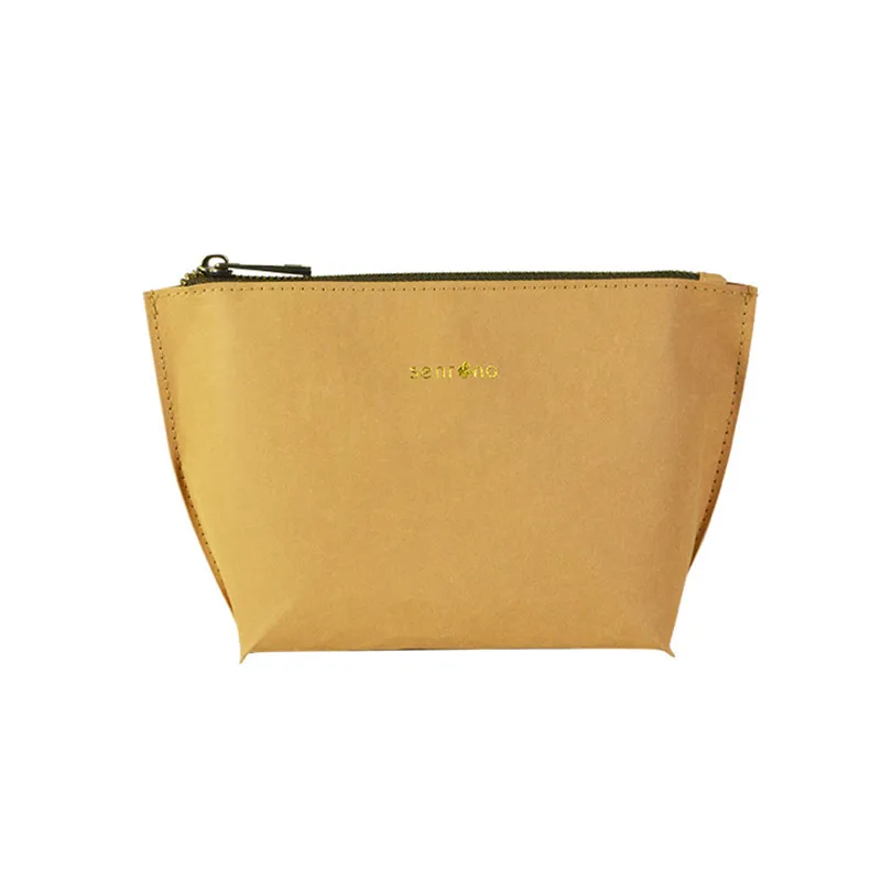 

Simple Kraftpaper Travel Storage Bag Hand Double Layer Female Cosmetic Bag Customizable South Korea Wash Bag