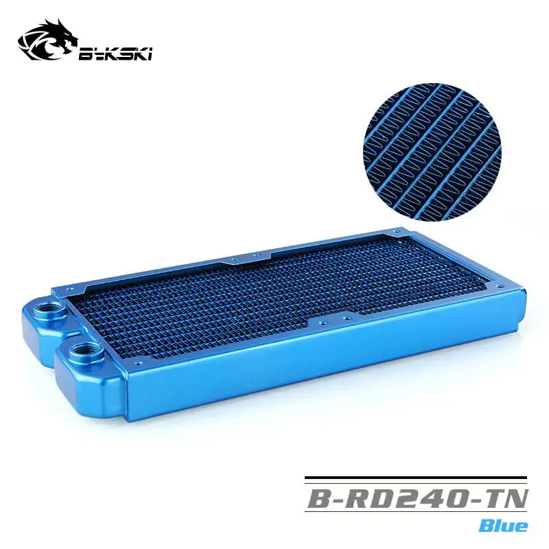 

BYKSKI Blue 28mm Thick Copper 240mm Computer Water Discharge Liquid Heat Exchanger Single Row Radiator for 12cm fans