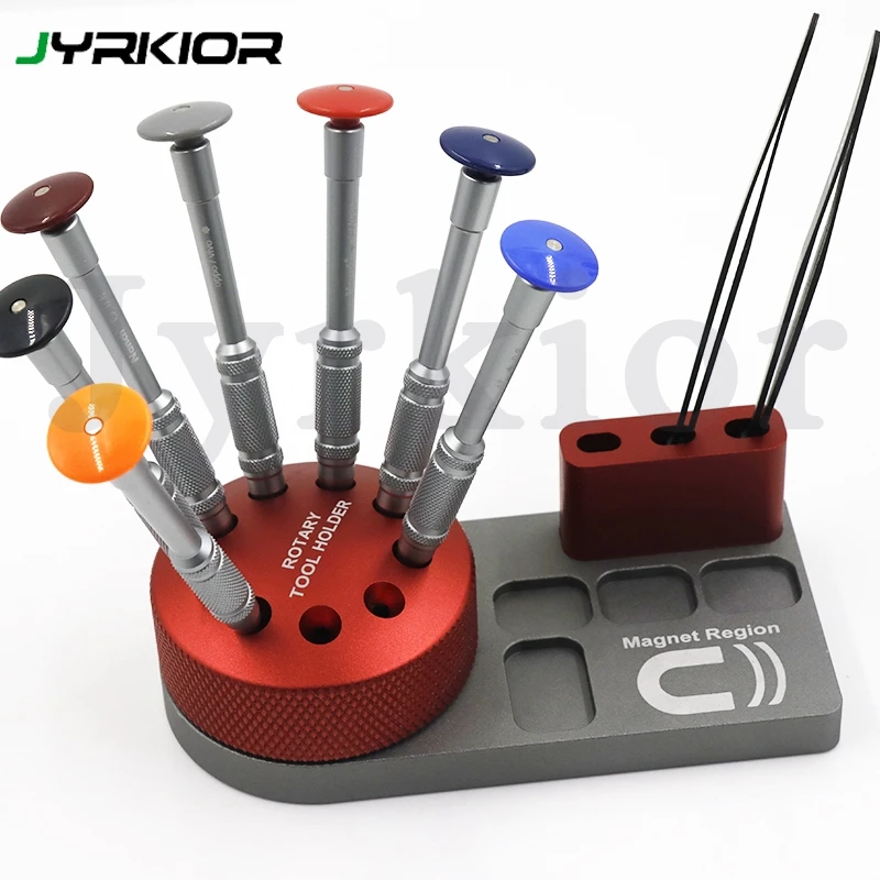 

360° Aluminum Rotating Screwdriver Tweezer Storage Magnetic Mounting Holder Mobile Phone Maintenance Tool Accessories Rack Box