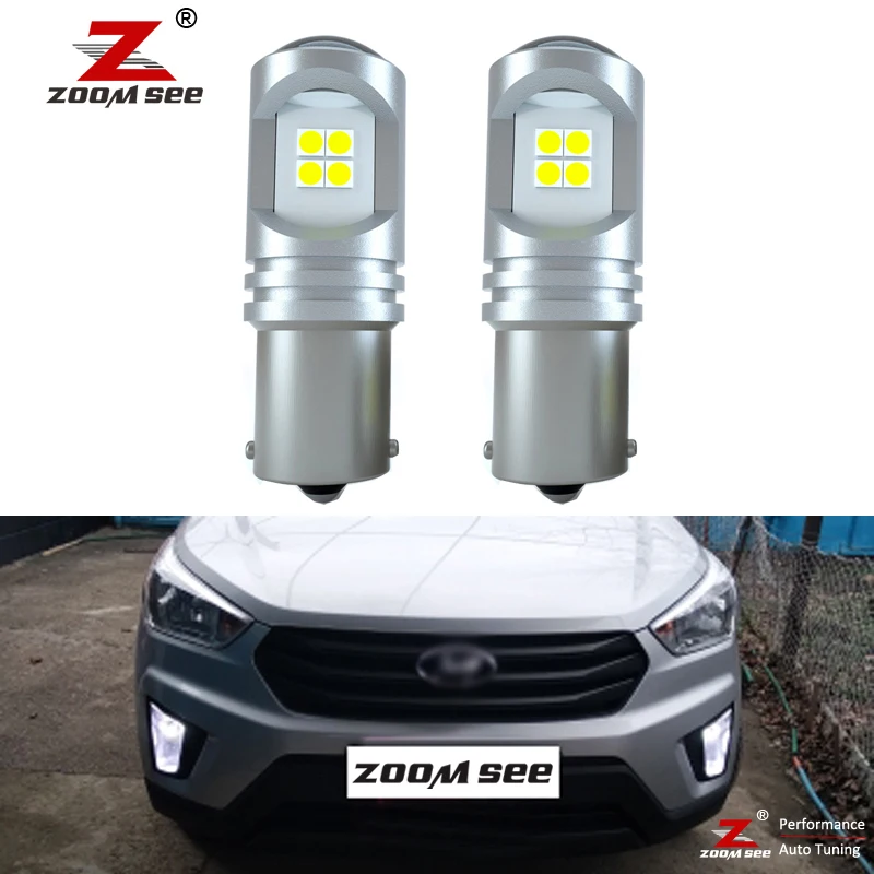 2 uds P21W BA15S 800Lm blanco Canbus No Error luz LED de conducción diurna DRL conducción bombilla para Hyundai Creta 2016, 2017, 2018, 2019