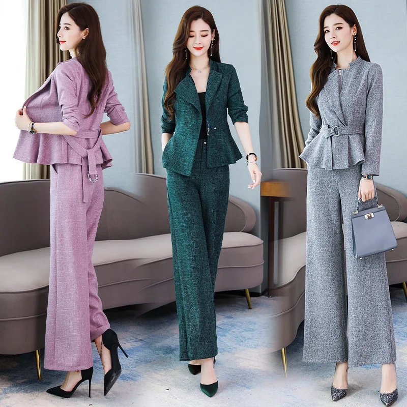 

2019 Early Autumn New Style Loose Pants WOMEN'S Suit Elegant Slimming Fashion Western Style Autumn Clothing Royal Sister Young-S