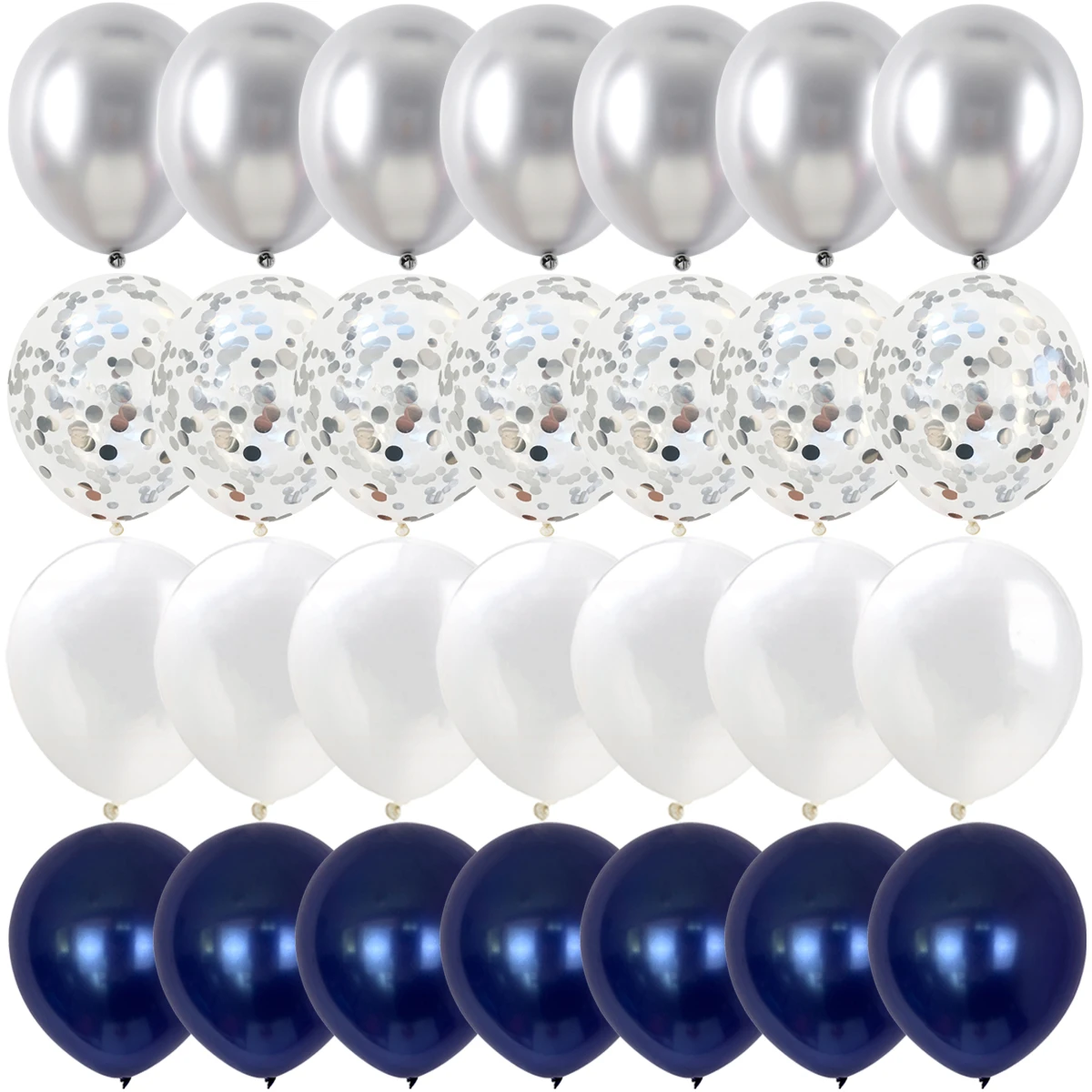40/14PCS 진한 파란색 골드 실버 금속 라텍스 색종이 풍선 생일 웨딩 BabyShower 장식 새해 글로브