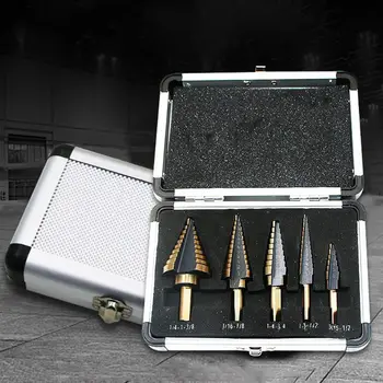 

5pcs Step Drill Bit Set Hss Cobalt Multiple Hole 50 Sizes Cobalt Titanium Conical Carbide Drill Perforator Hole Cutter Tool