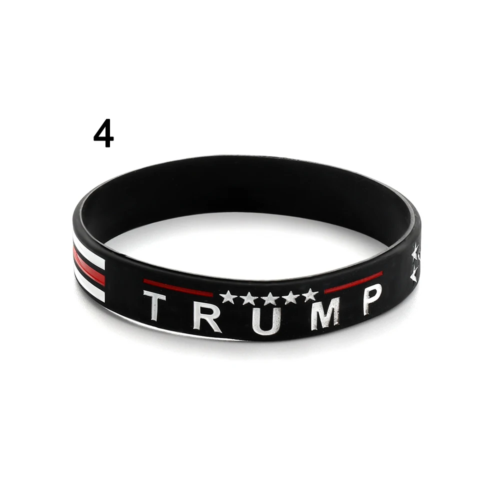 1 шт. Trump President силиконовые браслеты модный синий красный разноцветный браслет повседневные унисекс растягивающиеся модные аксессуары - Окраска металла: Other-4