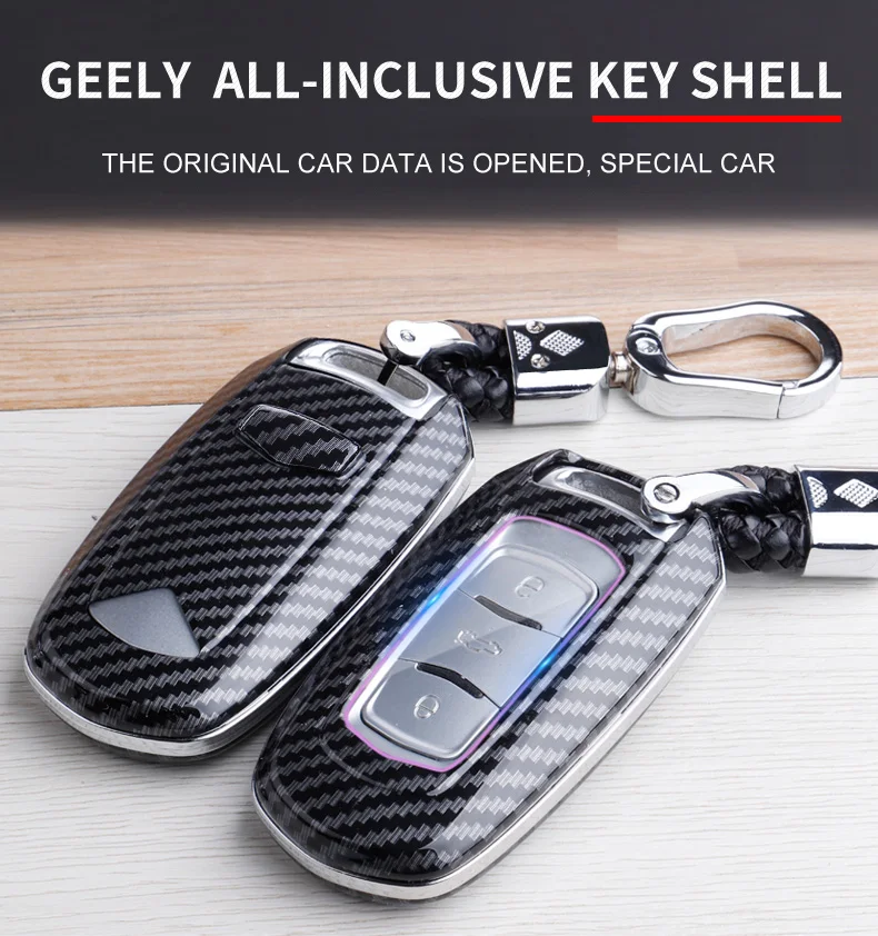 Carbon Fiber Car Smart Key Cover Case Fob For Geely Atlas Boyue NL3 EX7 Emgrand X7 SUV GT GC9 Borui Protect Shell Accessories - H6f64a882792a4647b25d539fc777a39bJ