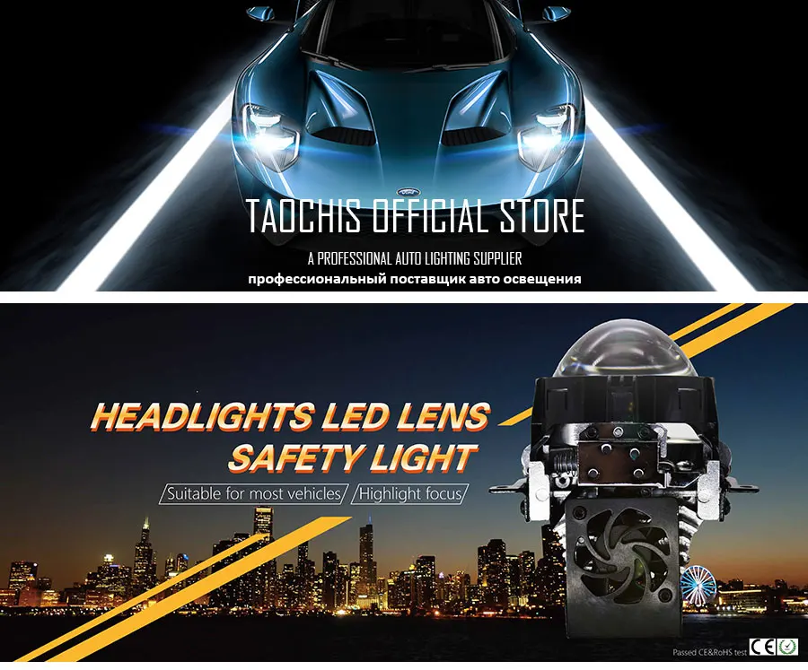 Автомобильный Стайлинг TAOCHIS, 2,5 дюймов, автомобильные фары, модифицированные, быстро яркие, с дальним и низким лучом, универсальные Би светодиодные линзы проектора