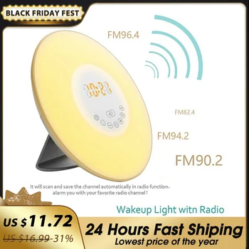 

Digital Alarm Clock Wake Up Light Table LED Lamp Electronic Clock Despertador Sunrise Sunset Alarm Snooze Clocks FM Radio Desk