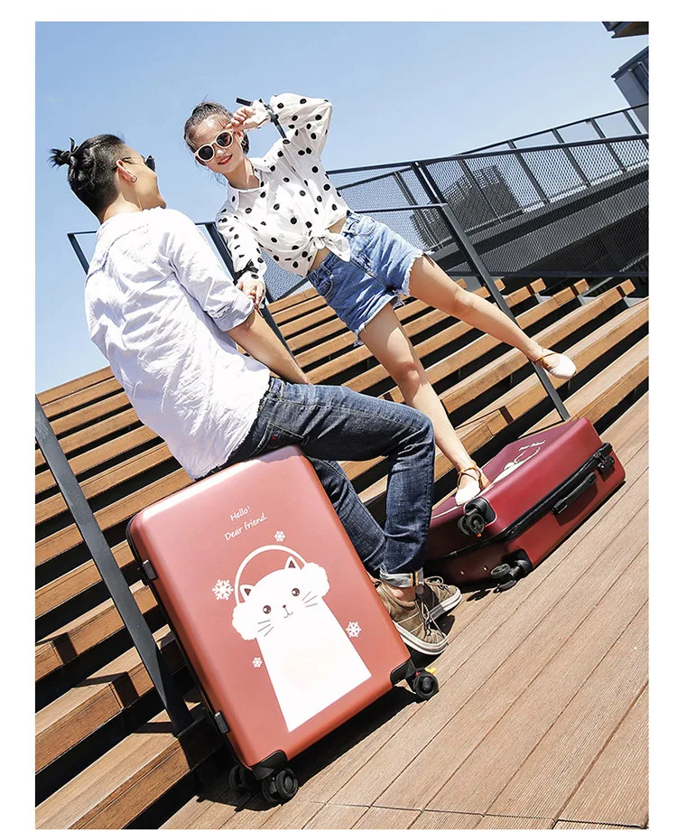 Чемодан на колёсиках, студенческий чемодан на колесиках, багаж для путешествий, 20 дюймов, мультяшная каюта, сумка на колесиках, корейская модная сумка