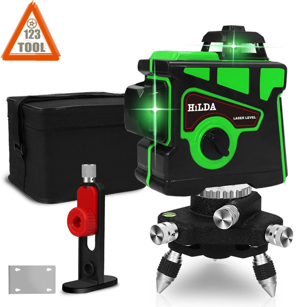 

Laser Level 12 Lines 3D Level Self-Leveling 360 Horizontal And Vertical Cross Super Powerful Green Laser Level Tiling Instrument