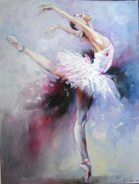 Abstract Ballerinas Oil Painting, Modern Vertical Wall Art