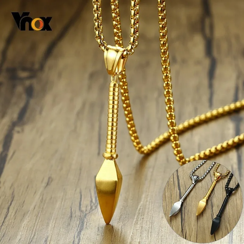 Мужские этнические Подвески копья Vnox жесткое ожерелье из нержавеющей стали