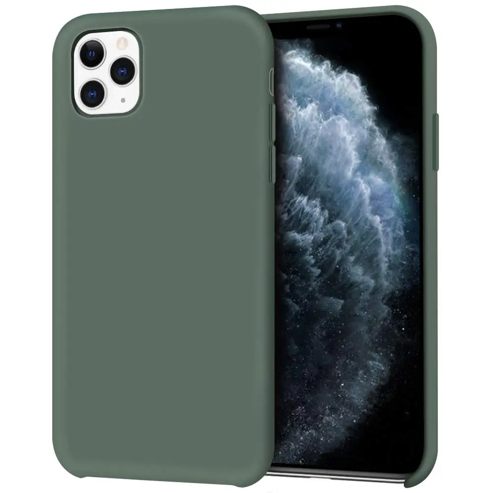 Жидкий силиконовый чехол для Apple iPhone 11 Pro Max X XR XS 8 Plus 7 6 6S ударопрочный чехол для телефона сосна зеленый аксессуары - Цвет: Pine Green