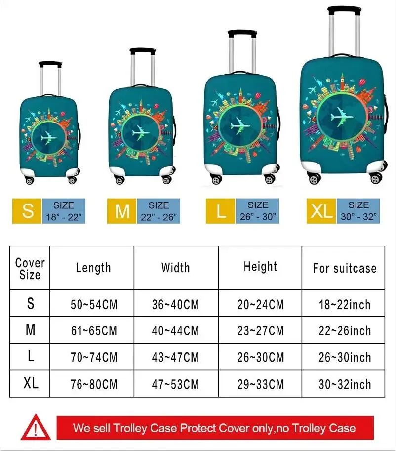 ELVISWORDS карта мира эластичный Чехол для багажа водонепроницаемые толстые молнии путешествия на дороге тележка чемодан защитные чехлы