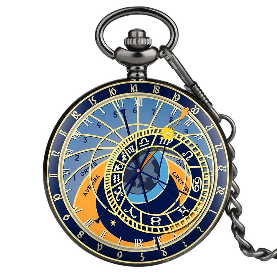 Pocket Watch Souvenir-Clock Prague Chain Constellation-Art Women Quartz Analog for 12