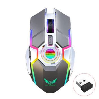 

T30 Wireless Mouse Rechargeable Silent RGB Backlit Mice USB Optical Ergonomic 7 Keys 2400DPI Gaming Mouse For PC Laptop Computer