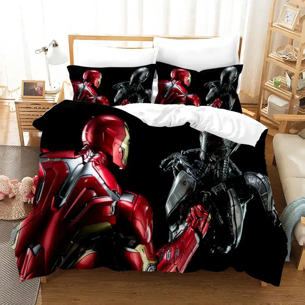 2 3 Piece New Iron Man Bedding Set Custom Super Hero Bed Linen Set