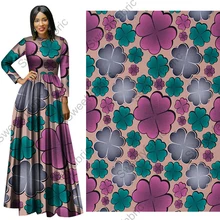 Хлопок ткани африканская Датская восковая высококачественный рисунок четырехлистная Гвоздика Анкара Гана голландская настоящий для вечерние платья 6 ярдов