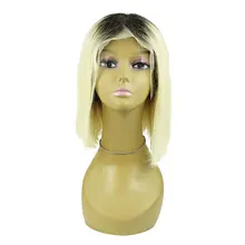 Поставщик 10 дюймов короткий боб парик 1b 613 боб парики человеческих волос с черными корнями