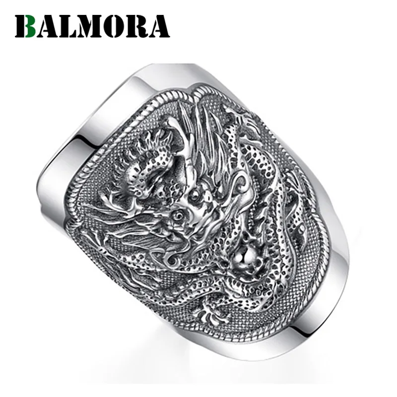BALMORA, 990 чистое серебро, Kirin Animal, открытые кольца для мужчин, Ретро стиль, модное тайское серебряное кольцо, подарок, вечерние ювелирные изделия, Anillos