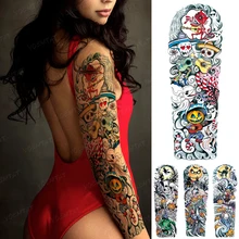 

Large Fake Sleeve Transfer Waterproof Temporary Tattoo Stickers Skull Man Music Party Flash Tatoo Body Art Arm Thigh Men Women