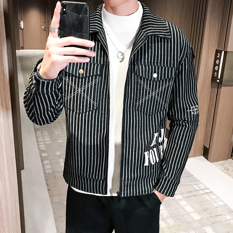 

Stripe Winter Jacket Men Leisure Slim Korean Parka Hombre Wool Jacket Coat Mens Windbreaker Parkas Cotton Streetwear Clothing