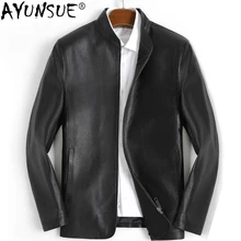 AYUNSUE Genuine Leather Jacket Men Spring Autumn Real Cow Leather Coat Men's Leather Jackets Slim Luxury Coat 1510 KJ3807
