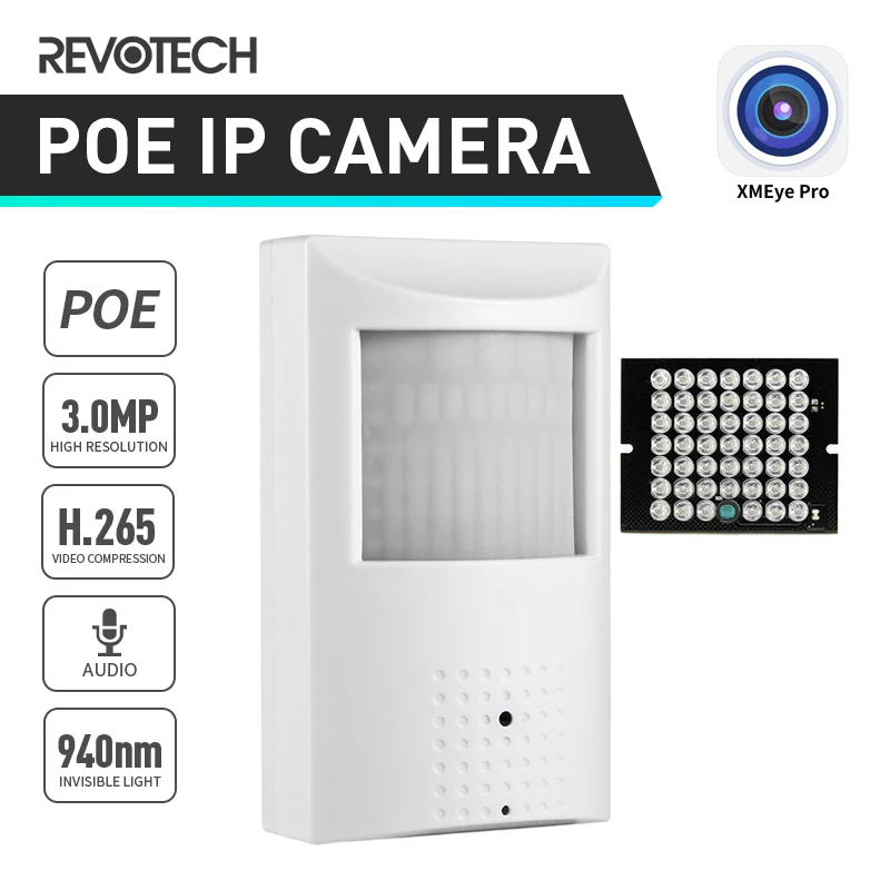 XMEye аудио POE H.265 3MP 940nm невидимая IP-камера 1296P/1080P мини-камера для помещений охранная