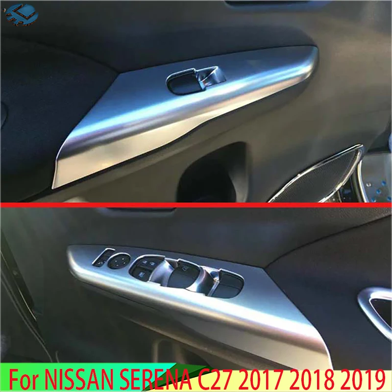 

For NISSAN SERENA C27 2017 2018 2019 Car Accessories ABS Chrome Matte Door Window Armrest Cover Switch Panel Trim Garnish