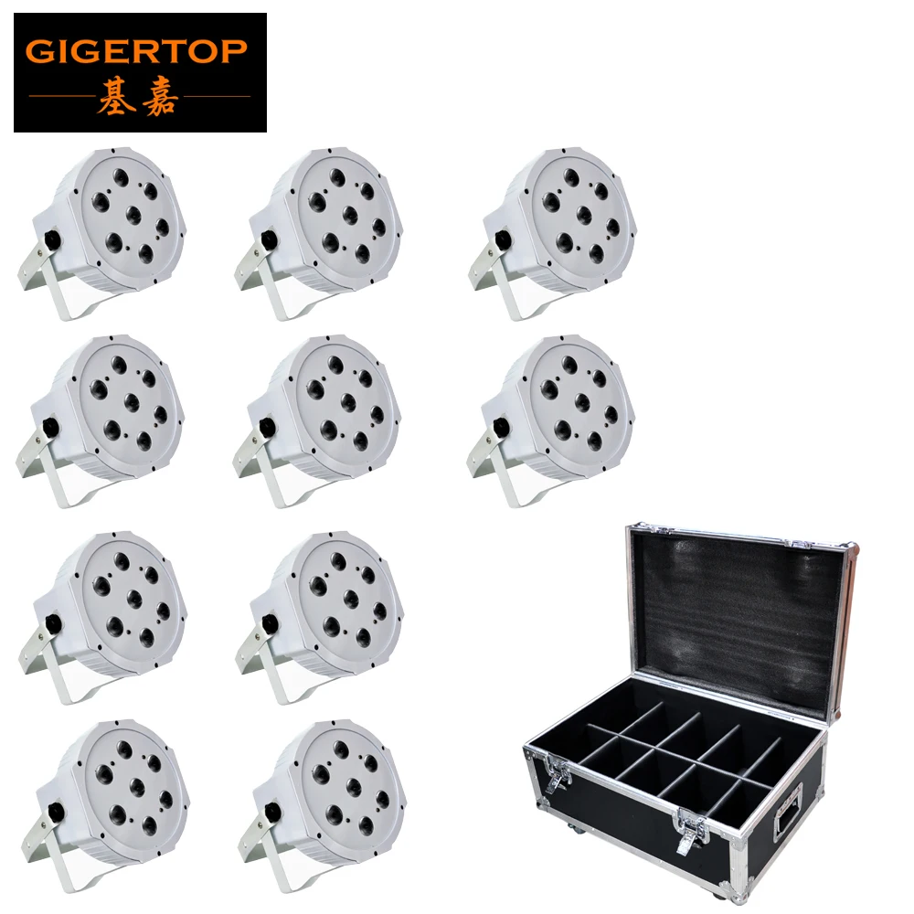 10in1 Road Case Pack Plastic White Shell RGBW Slim Led Par Light 4IN1 Best Wedding Stage Xmas Background Effect Wash | Лампы и