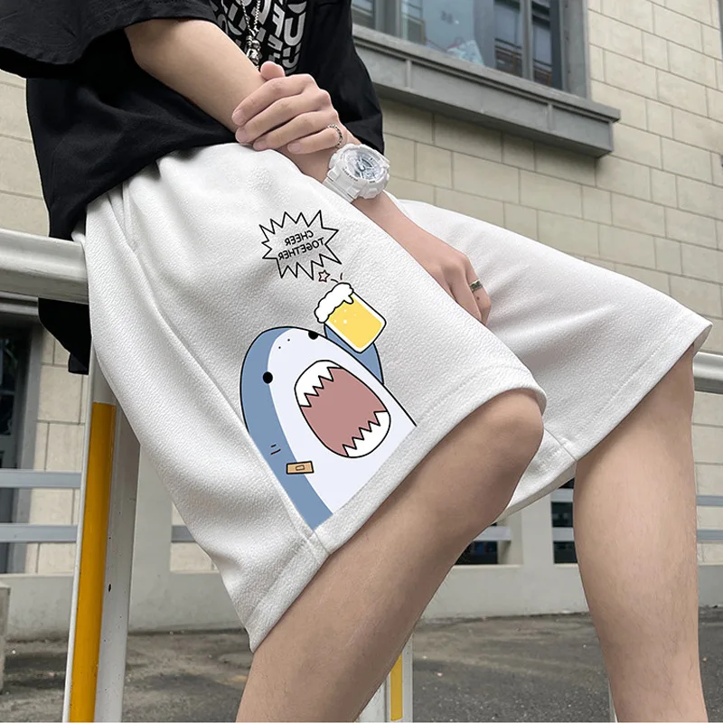 

202 Fashion Cartoon Print Straight-Cut Summer Large Size Casual Knee-Length Shorts Thin Hong Kong-Style Sports Beach Shorts