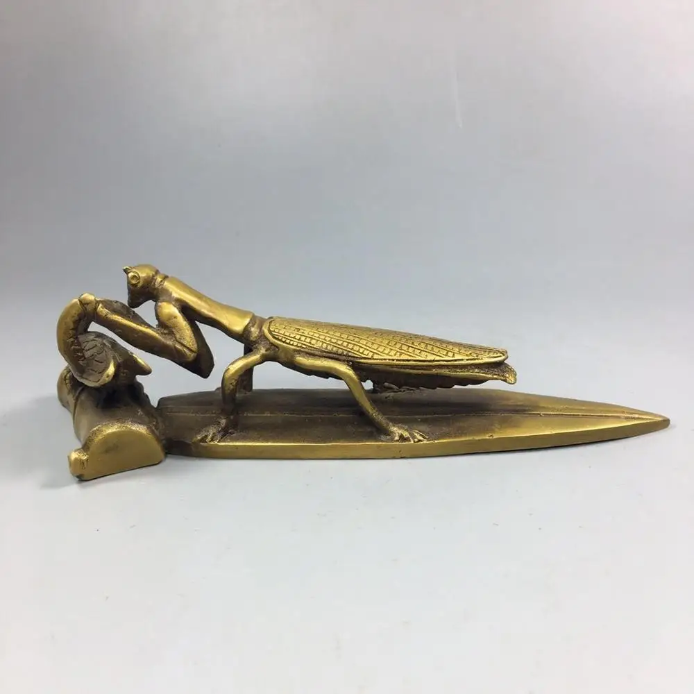 

MOEHOMES China's Tantric view sound brass copper fengshui mantis statue Metal crafts home decorations