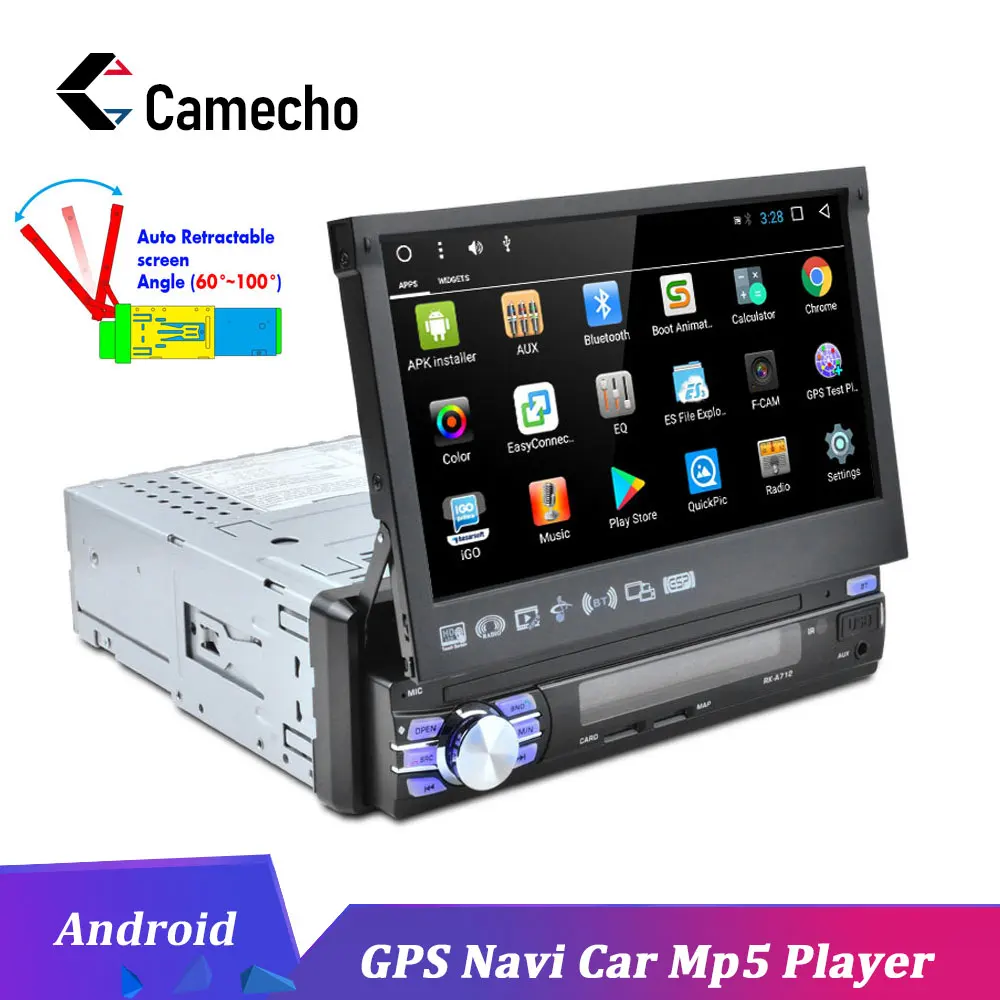 Camecho 1 Din gps Авторадио Android 7 ''автомобильный Радио MP5 мультимедийный плеер Bluetooth аудио стерео USB wifi Blutooth FM Авто Стерео