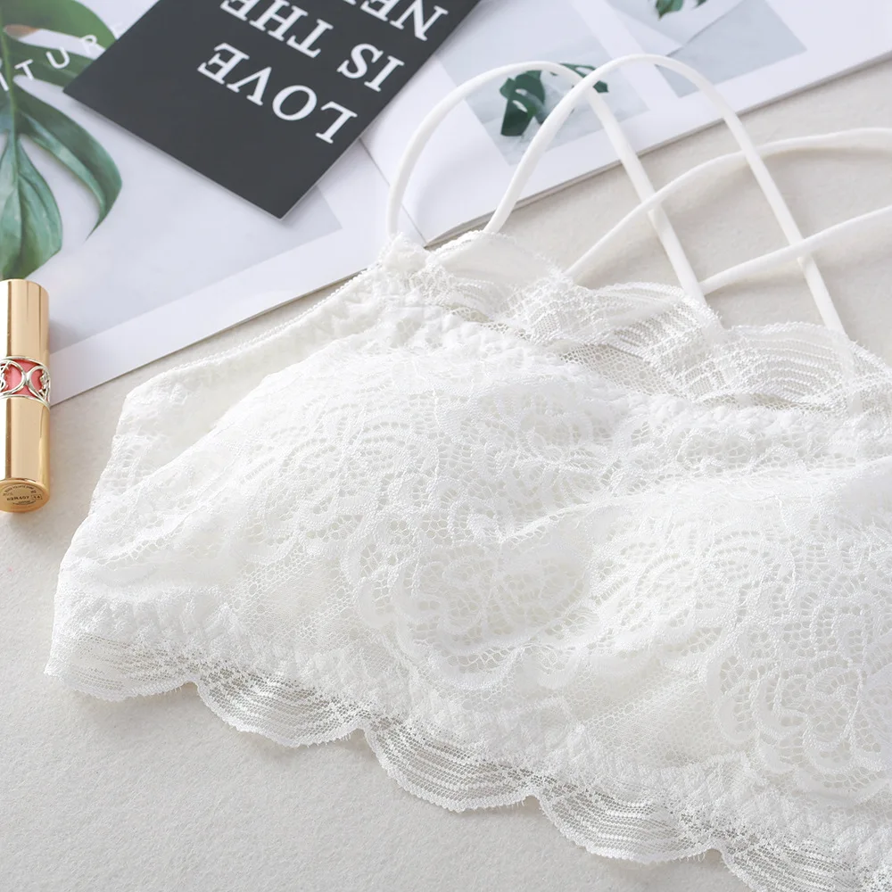 Women Lace Tube Top Lace Bra Top Beauty Back Underwear Female Cropped Top