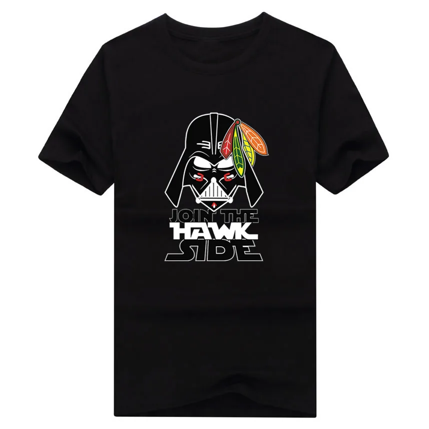 Новая футболка из хлопка Chicago Blackhawks Star Wars Join The Hawk Side Darth Vader - Цвет: 1