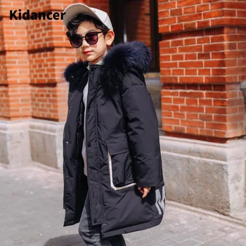 

Winter Jacket Boys Big Fur Collar -35 Degrees High Quality White Duck Down Jacket For A Boy Winter Outerwear Parka For Children