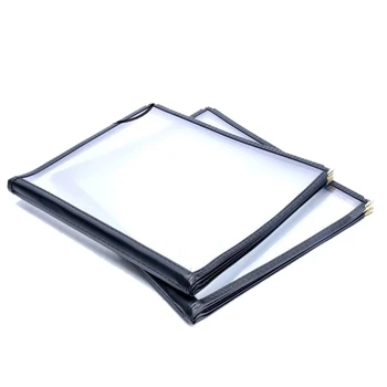 

2Pcs Transparent Restaurant Menu Covers for A4 Size Book Style Cafe Bar 4 Pages 8 View