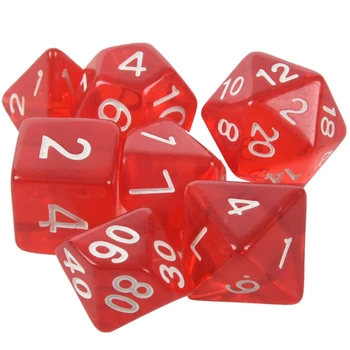 

7-Dice Sided D4 D6 D8 D10 D12 D20 MTG Magic the Gathering D Transparent Red