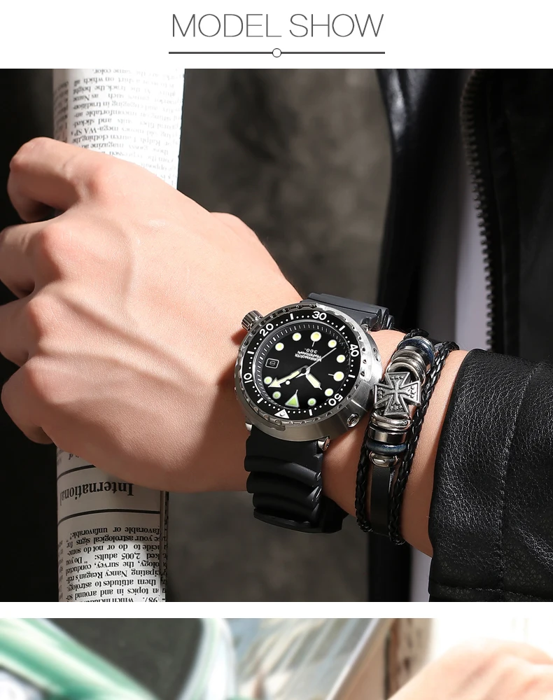 Addies Top Brand Luxury Mechanical Men Watches 300m Diver Ceramic Bezel Sapphire Glass Stainless Steel Luminous Automatic Watch
