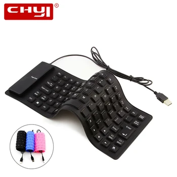 

Computer Gaming Keyborad Mini Small Ultra Slim Flexible Wired Keyboard Portable Foldable PC Office Gamer Pink Keybord For Girl