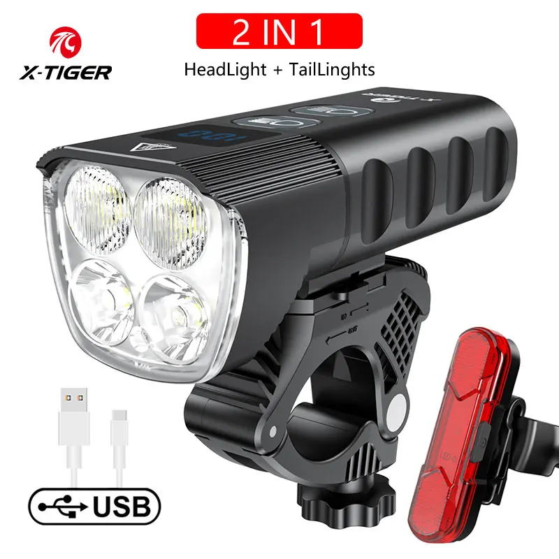6000LM Bright Bycicle MTB LED Light Bike Head Light USB Rechargeable Lamp Torch
