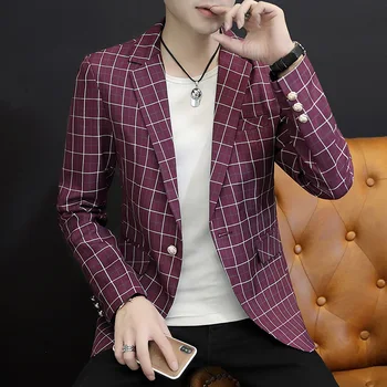 

2019 Autumn Men Suit Handsome Slim Fit Type Coat Male Version Small Suit Handsome On Clothes Chao