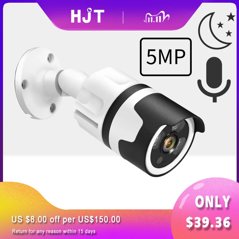 HJT IP камера 5.0MP двухканальную аудиосвязь TF карты мониторинга CCTV ИК ночное видение