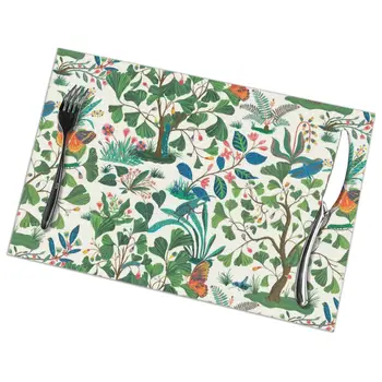 

6 Pcs Placemat Table Mat Pottery Barn Pattern For Tables Heat-insulation Linen Kitchen Dining Pads