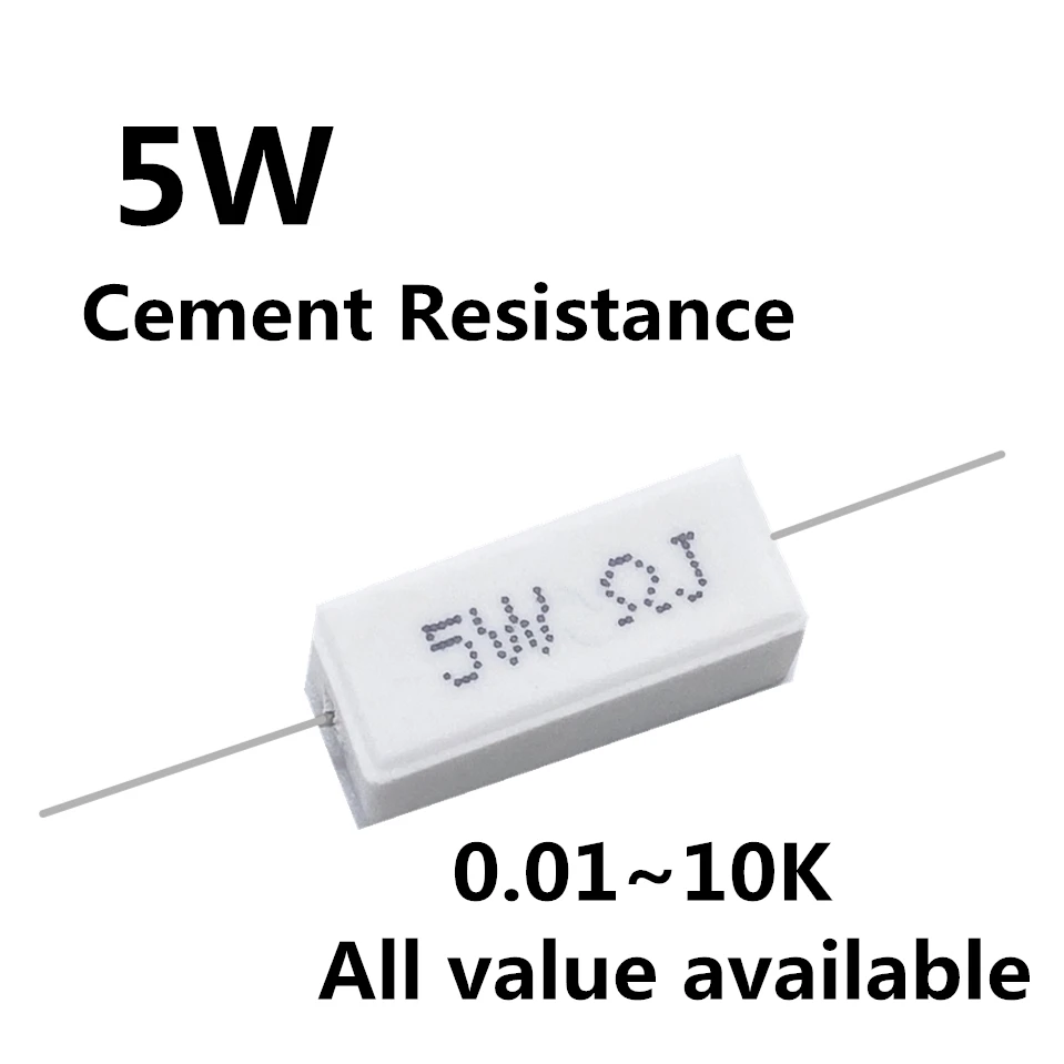 5pcs 5W 1.5 2 2.2 3.3 4.7 5 5.1 5.6 6 ohm 1.5R 2R 2.2R 3.3R 4.7R 5R 5.1R 5.6R 6R Ceramic Cement Power Resistance Resistor 5% | Электронные