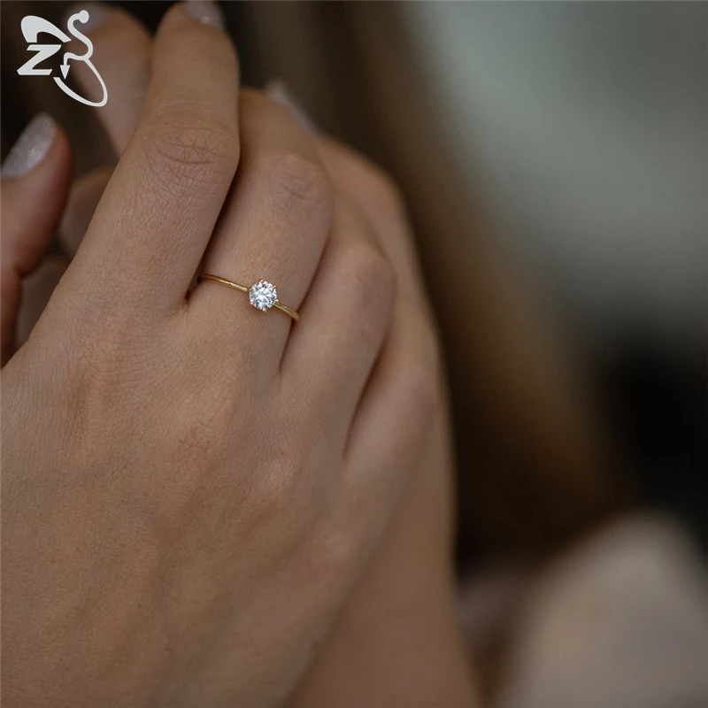ZS кольца золотистого цвета кольцо для женщин девочек AAA кубического циркония обручальное кольцо Кристалл массивные ювелирные изделия обручальные кольца#6 7 8 9