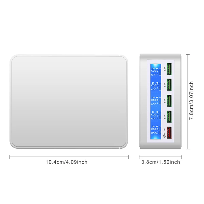  AIXXCO cargador rápido USB 40W pantalla LED de 5 puertos carga rápida 30 cargador rápido estación d