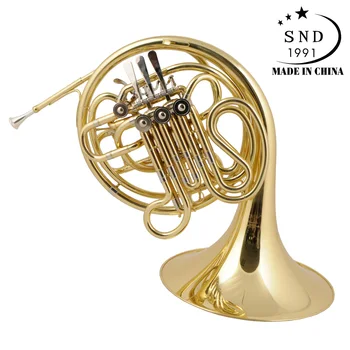 

SND Double-Row 4 Keys French Horn F Bb Key Brass Gold Lacquer B Flat Wind Instruments French Horn with Mouthpiece